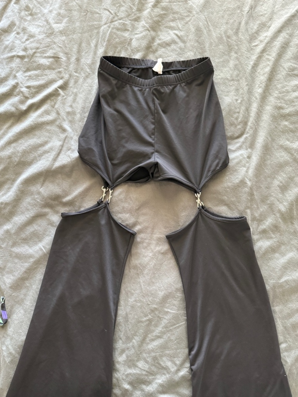 Black Flare Pants with mid thigh cutout
